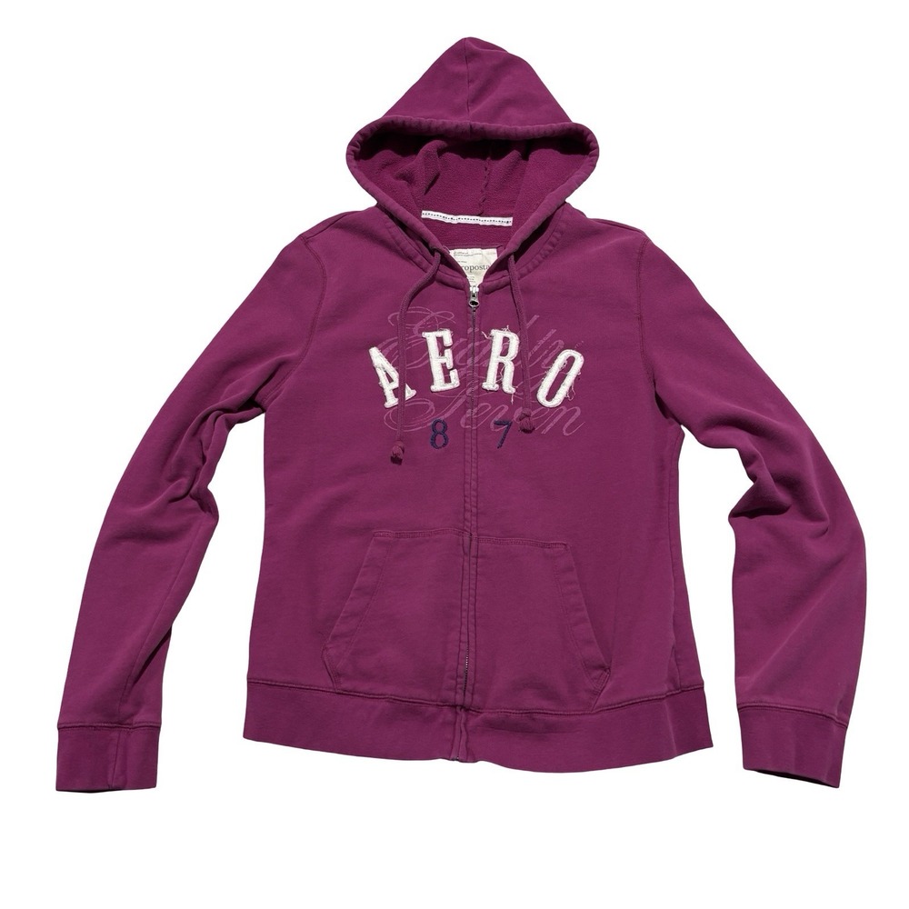 Vintage Y2k Aeropostale Teen Girls Zip Up Hoodie Size XL 19 x 26